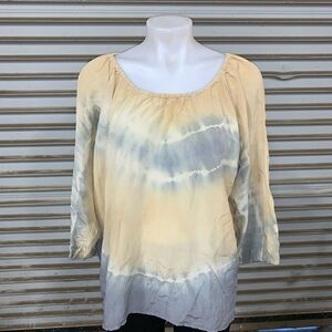 Club Monaco 100% Silk tie dye top long sleeve